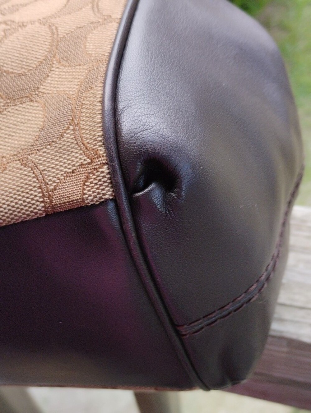 Coach Lexy Tan Signature Canvas Shoulder Bag with Dark Brown Trim. - Picture 8 of 15